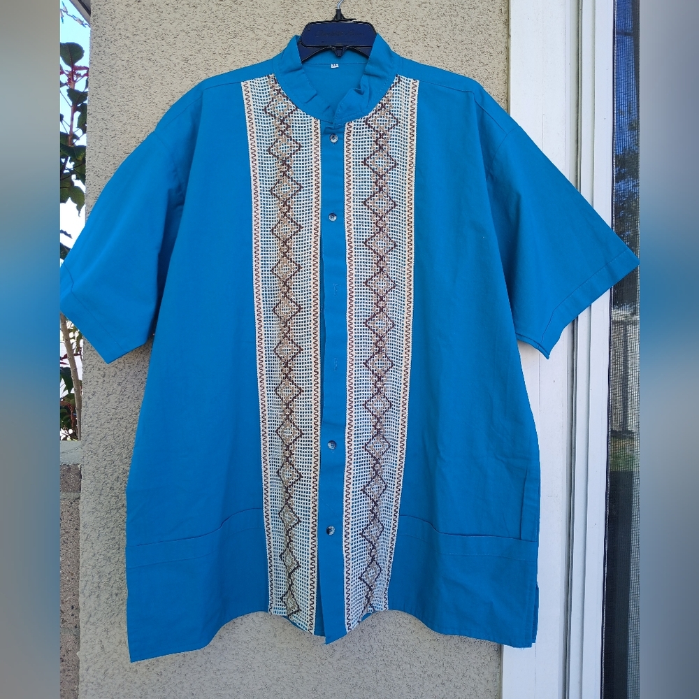 New Men's Blue Short Sleeve Shirt